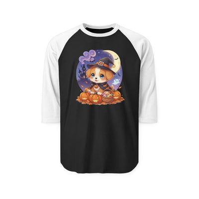 Halloween cute puppy anime style 5 Raglan Shirt, Cute Pet Shirt, Fall Apparel, Unisex Halloween Outfit, Gift for Dog Lovers, Spooky Season Tee