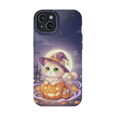 Halloween cute kitten anime style 4 Magnetic Phone Case, Cat Lover Gift, Impact-Resistant iPhone Case, Funny Pet Accessory, Unique Animal Design