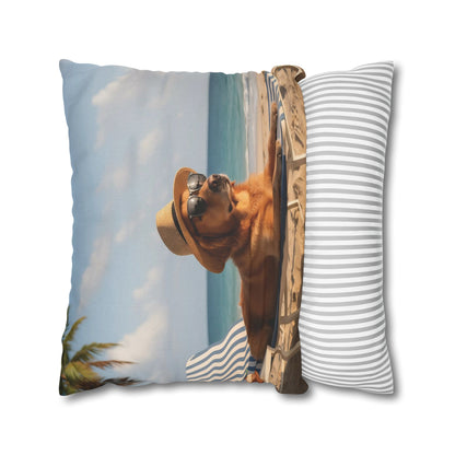 Relaxing Dog Beach Cozy Polyester Decorative Pillowcase