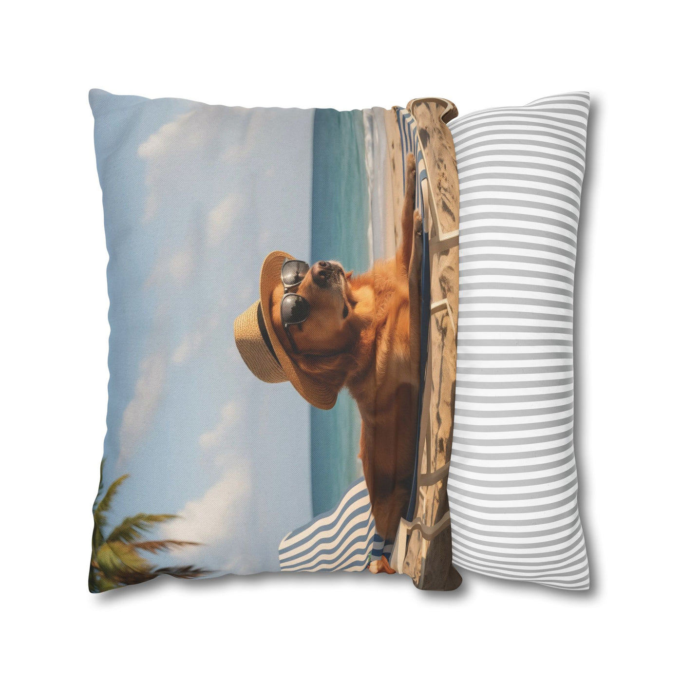 Relaxing Dog Beach Pillowcase - Cozy Spun Polyester Decorative Pillowcase for Dog Lovers