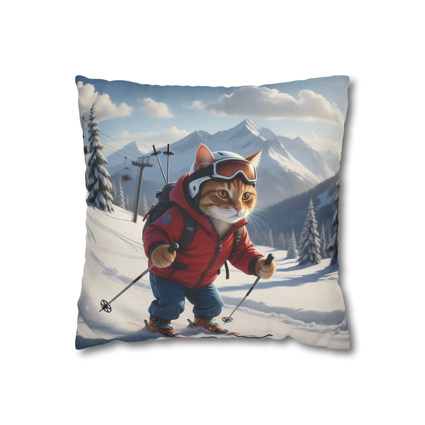 Skiing Cat Pillowcase - Fun & Cozy Decorative Pillowcase