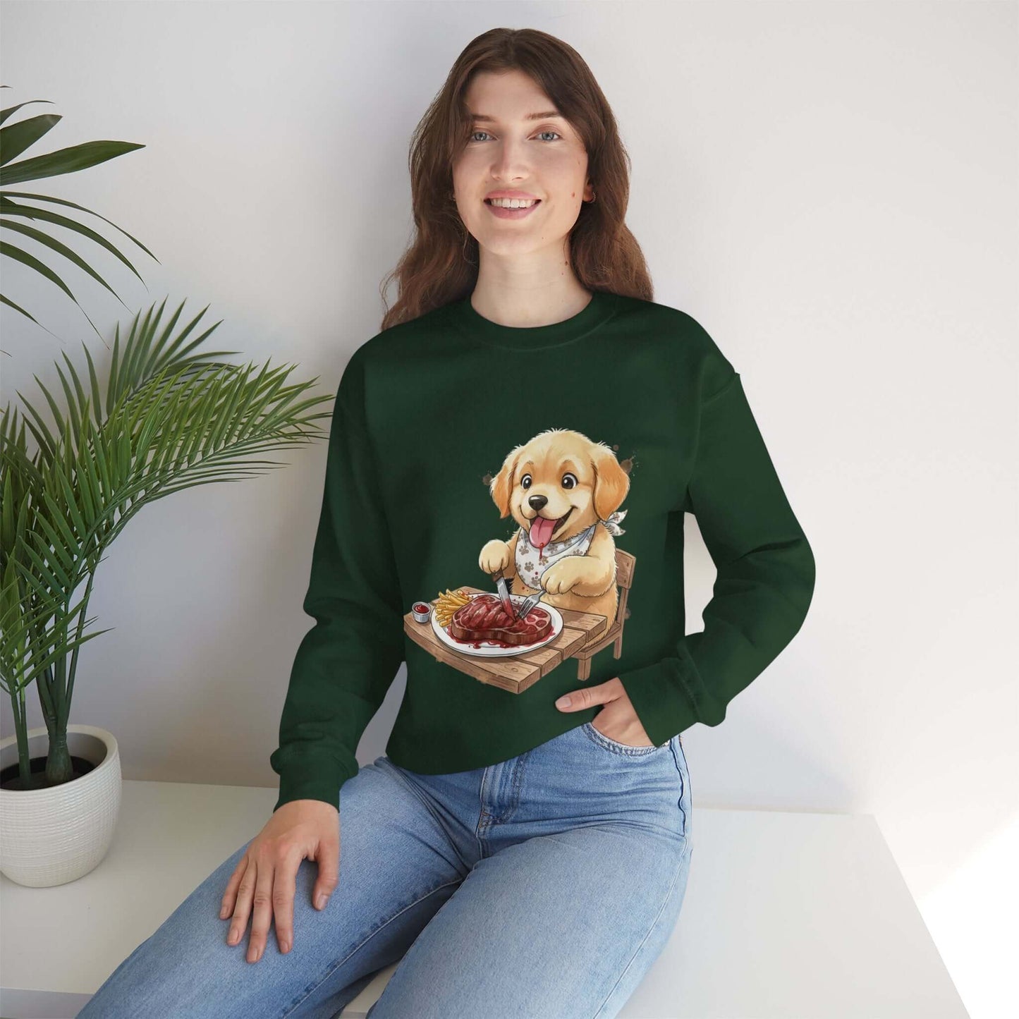 Watercolor Dog painting Unisex Crewneck Sweatshirt style 1