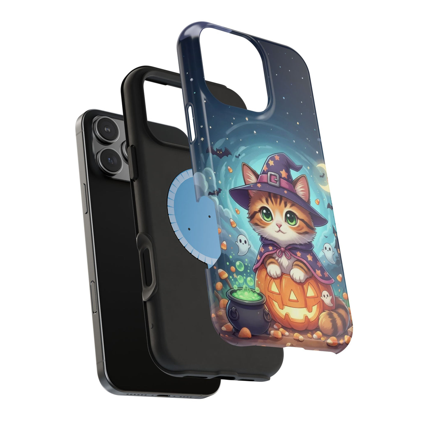 Halloween cute kitten anime style 2 Magnetic Phone Case, Cat Lover Gift, Impact-Resistant iPhone Case, Funny Pet Accessory, Unique Animal Design
