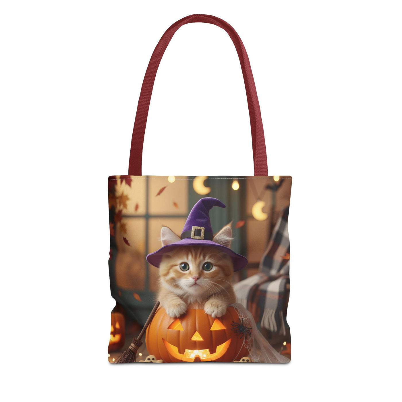 Adorable Halloween Cat Tote Bag, Cute Pet Lover Gift, Trick or Treat Bag, Fall Accessory, Spooky Cat Design