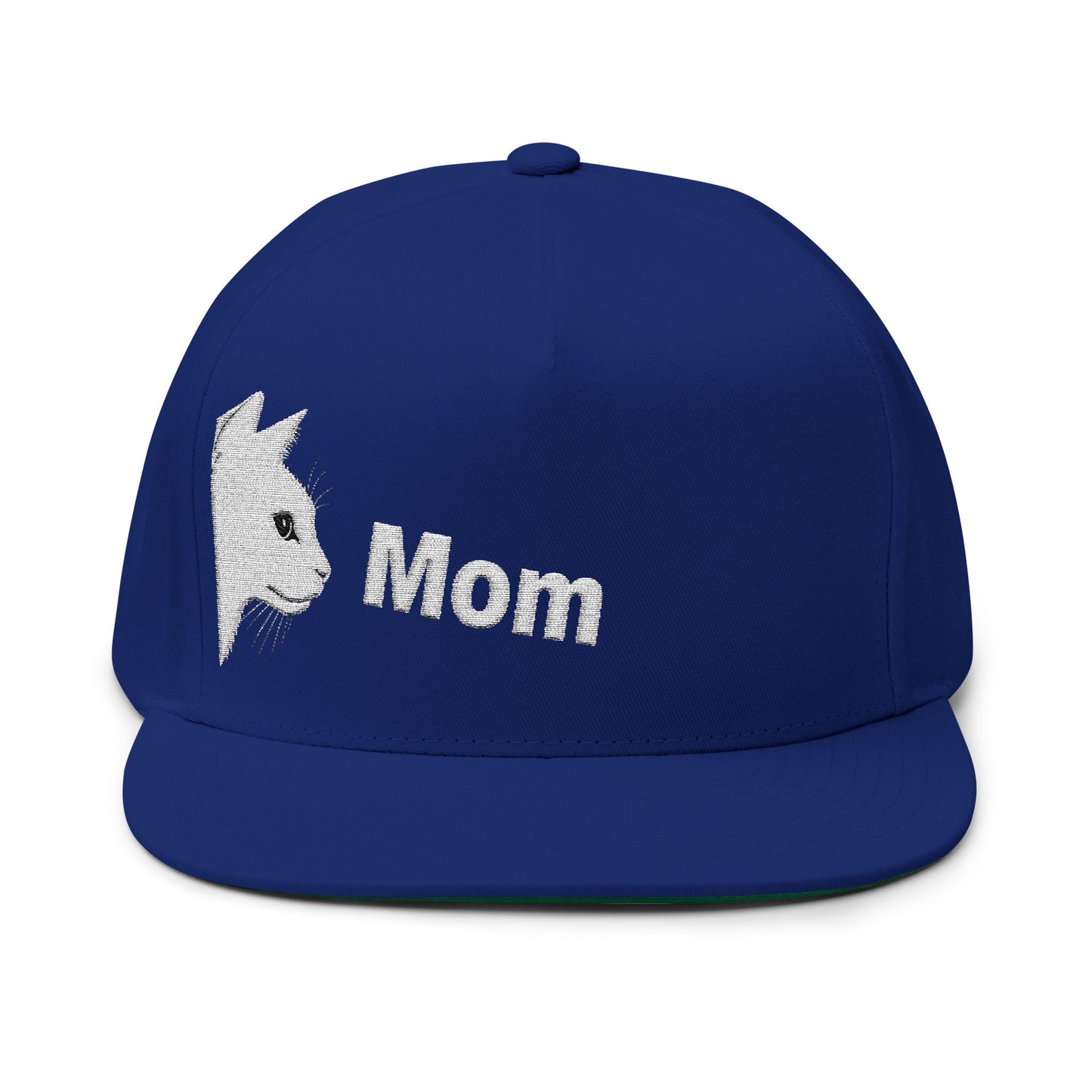 Stylish Embroidered Cat Mom Flat Bill Cap style 4
