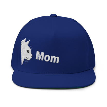 Stylish Embroidered Cat Mom Flat Bill Cap style 4