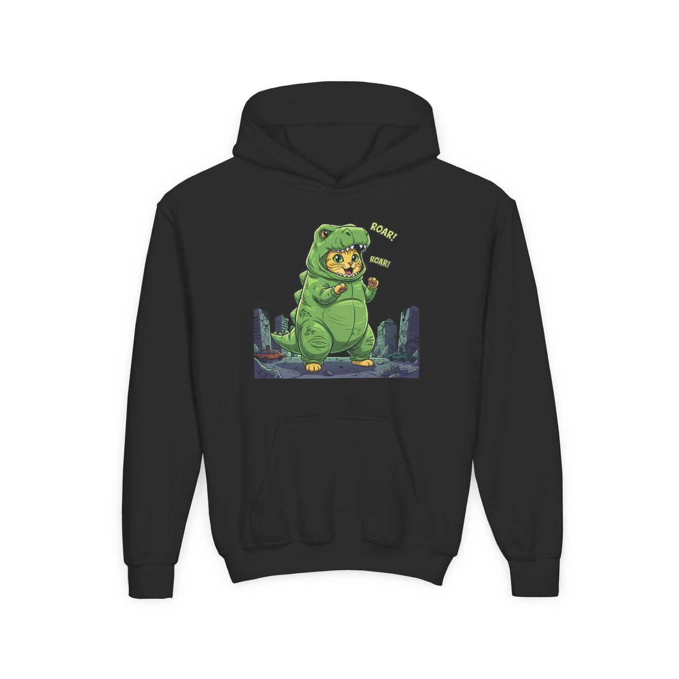 Cat cosplay Godzilla style 2 Unisex Kids Hoodie - Fun & Cozy Heavy Blend Sweatshirt with Cute Design