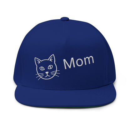 Stylish Embroidered Cat Mom Flat Bill Cap style 2