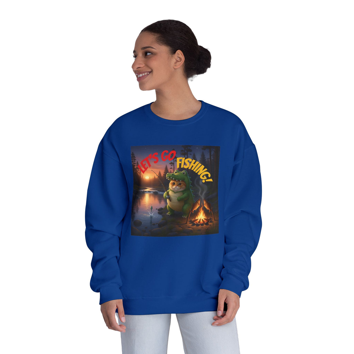 Crocodile Cat Fishing style 2 Unisex NuBlend® Crewneck Sweatshirt