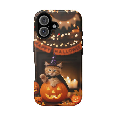 Halloween cute kitten photo style 4 Magnetic Phone Case, Cat Lover Gift, Impact-Resistant iPhone Case, Funny Pet Accessory, Unique Animal Design