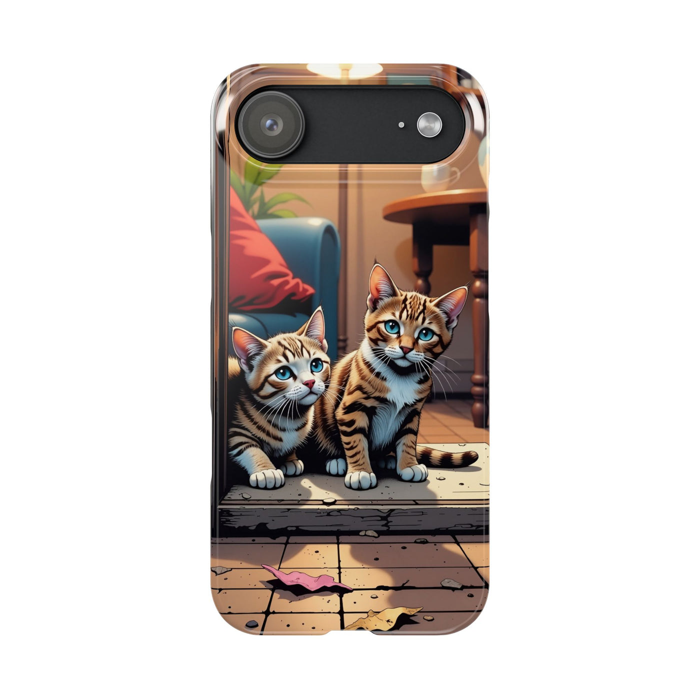 Cute Cats Slim Phone Case comic style 1, Cat Lover Gift, Impact-Resistant iPhone Case, Funny Pet Accessory, Unique Animal Design