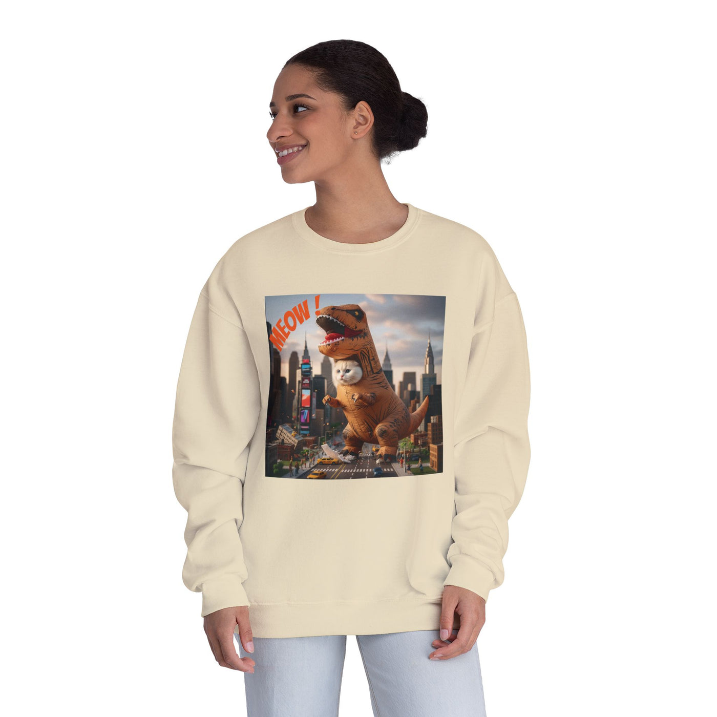 Tyrannosaurus Cat in city style 1 Unisex NuBlend® Crewneck Sweatshirt