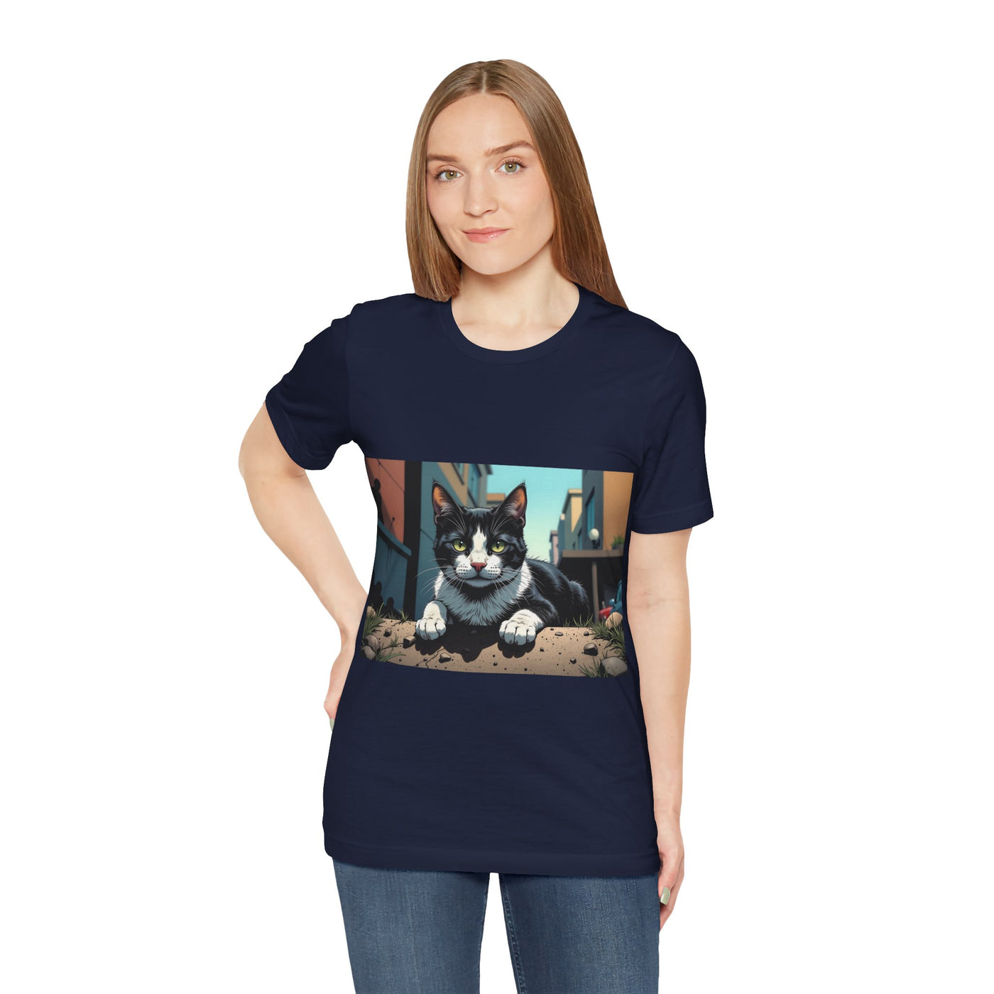 Cool Cat Graphic Tee style 1 - Unisex Jersey Short Sleeve Tee, Cat Lover Gift, Cute Cat T-Shirt, Casual Wear, Pet Owner Apparel