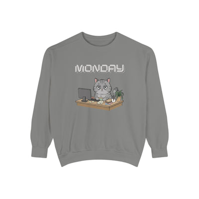 Monday Face Cat Stares Blankly Unisex Crewneck Sweatshirt style 2