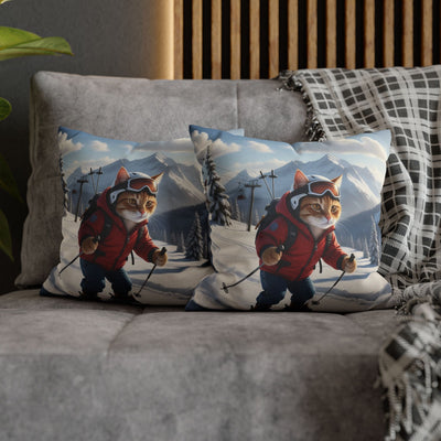 Skiing Cat Pillowcase - Fun & Cozy Decorative Pillowcase