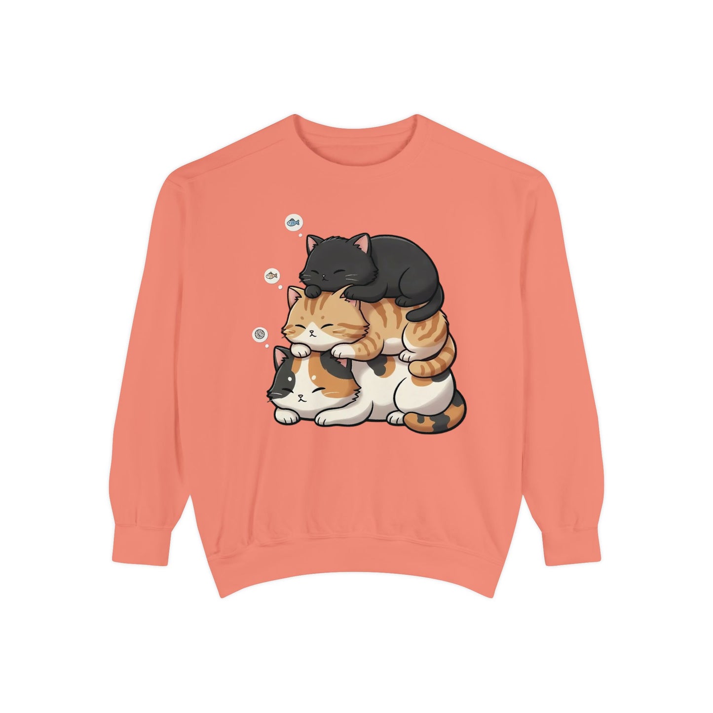3 Cute Sleeping Cats Cozy Graphic Unisex Crewneck Sweatshirt style 8