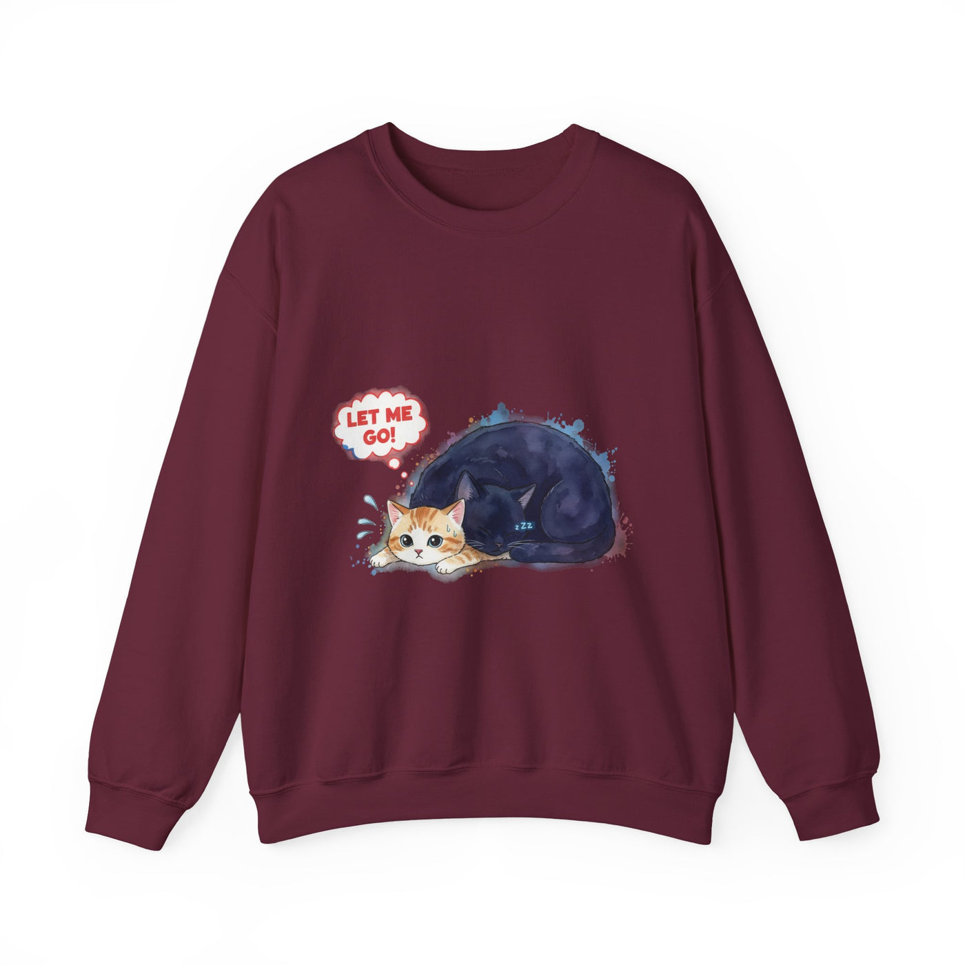 Watercolor painting style 1 Men & Women Cute Cat Pile Crewneck Sweatshirt