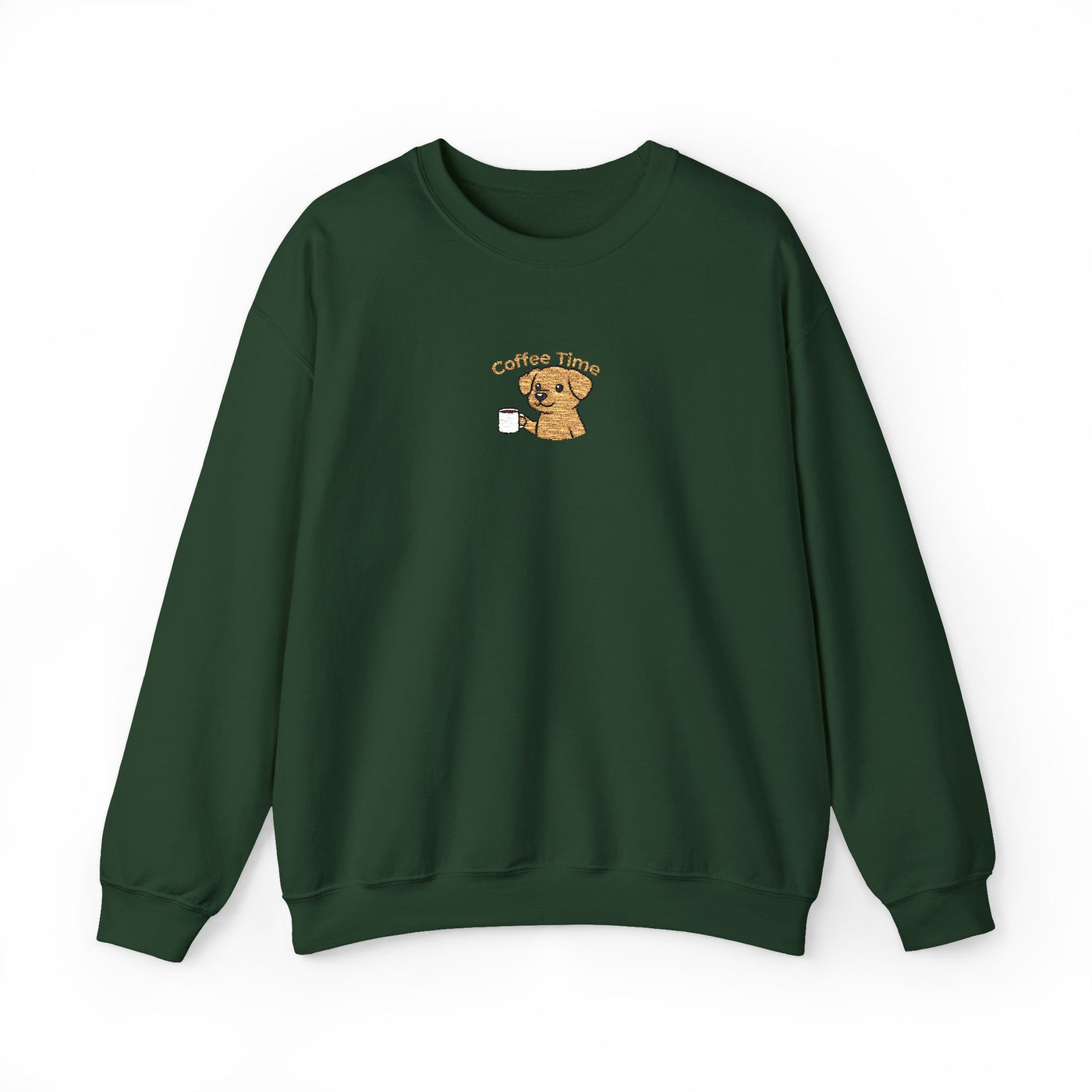 Coffee Time Dog Embroidered style 1 Unisex Crewneck Sweatshirt