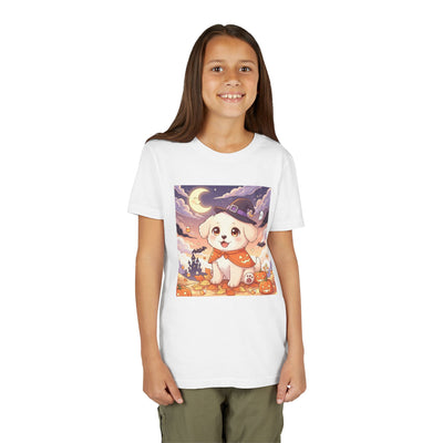 Halloween cute puppy anime style 2 Youth Tee, Short Sleeve T-Shirt, Kids Halloween Apparel, Cute Dog Tee, Fall Outfit for Children