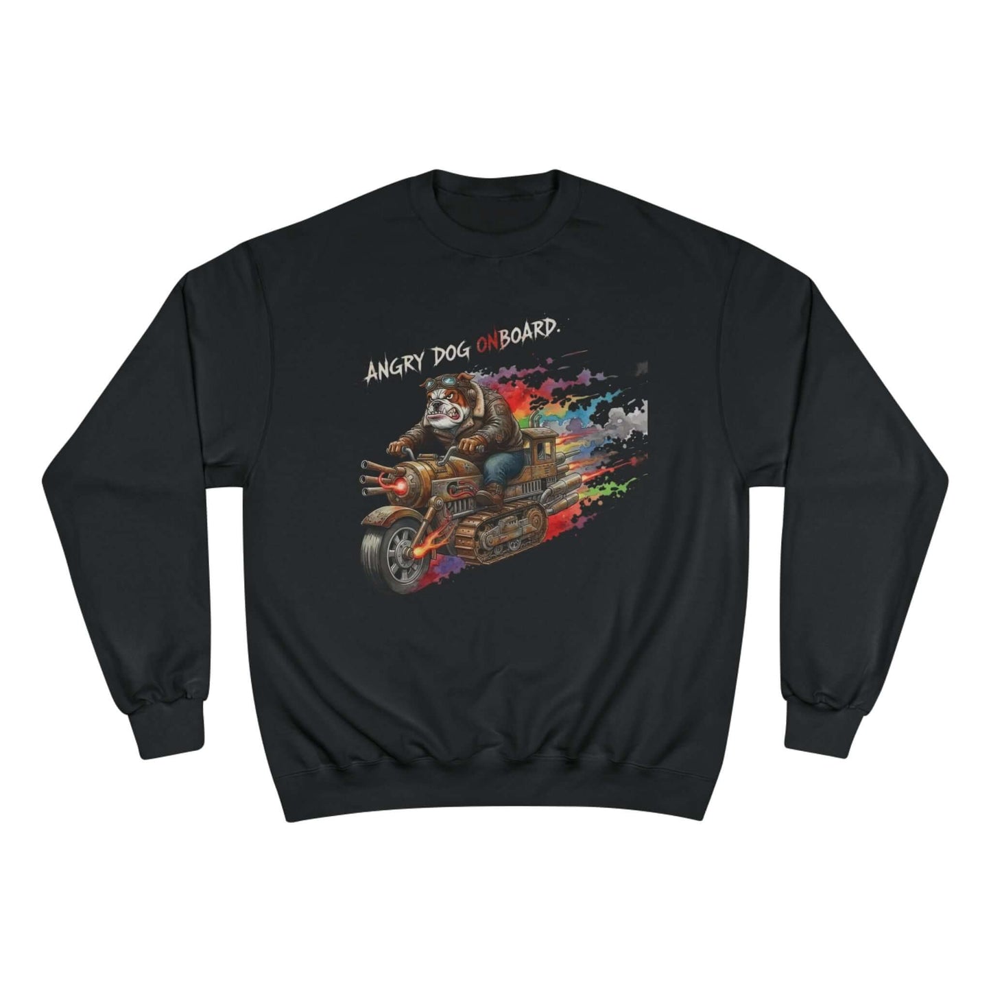 Angry Dog Onboard Graphic Champion Crewneck Sweatshirt style 1