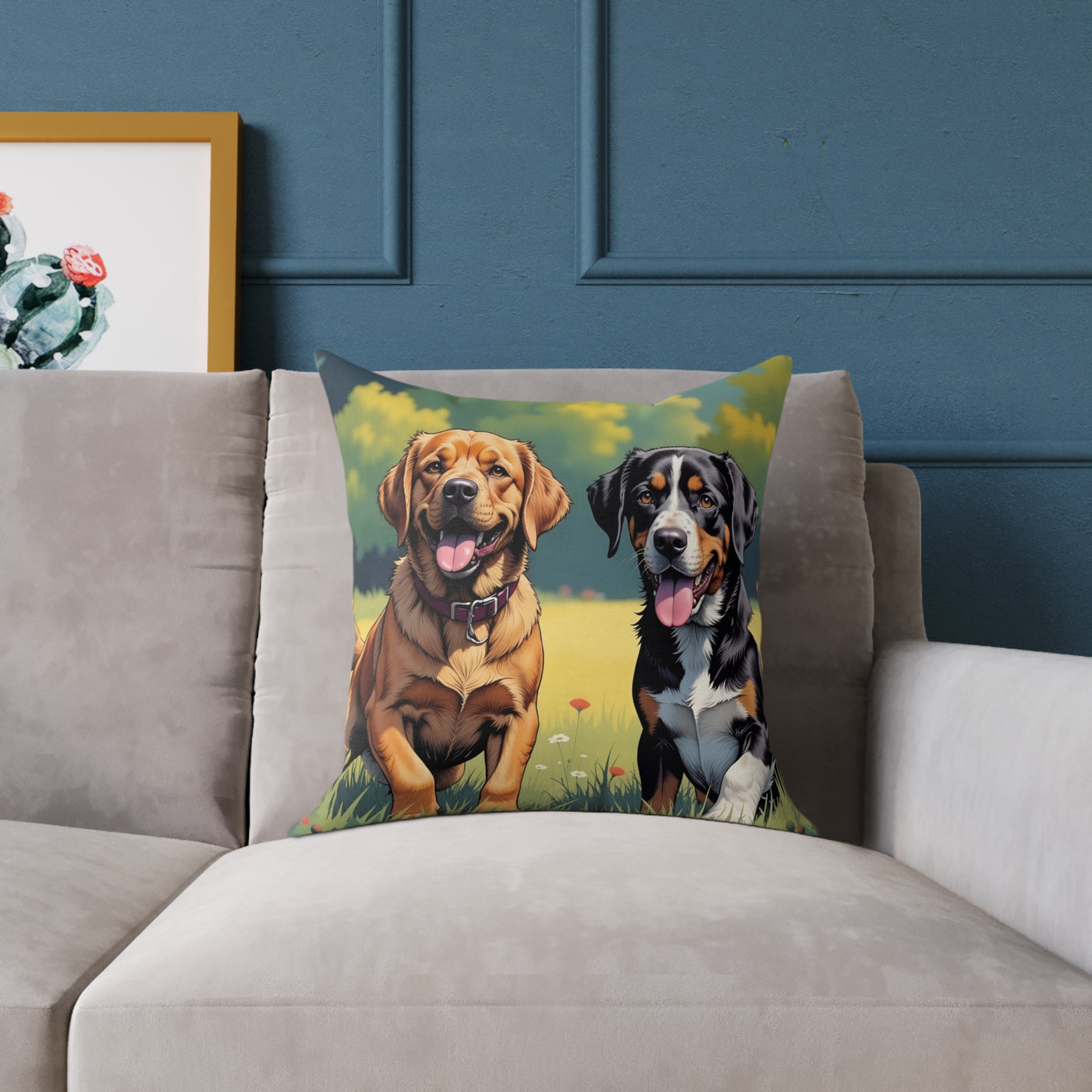 Dog Art style 2 Pillow, Pet Lover Gift, Home Decor, Animal Lover Cushion, Custom Pet Pillow