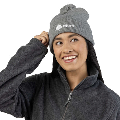 Embroidered Cat Mom Pom-Pom Knit Cap