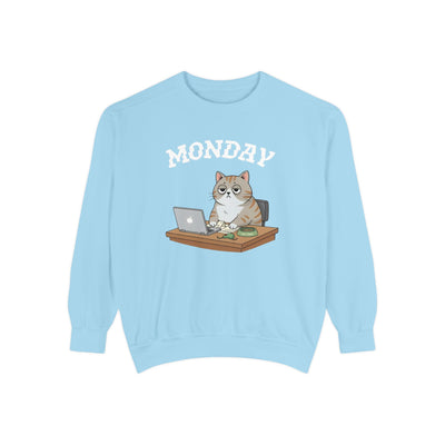 Monday Face Cat Stares Blankly Unisex Crewneck Sweatshirt style 4