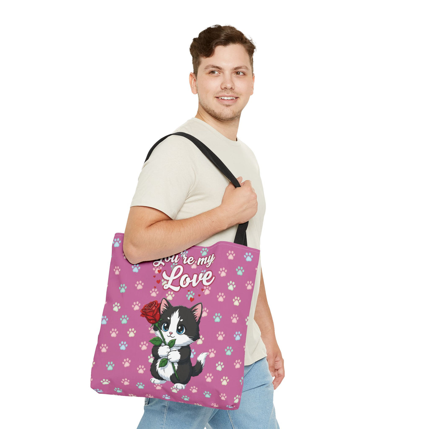 Cute Cat Lover Tote Bag - You're My Love style 1