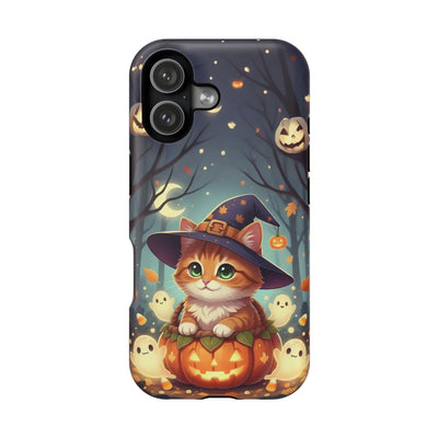 Halloween cute kitten anime style 3 Magnetic Phone Case, Cat Lover Gift, Impact-Resistant iPhone Case, Funny Pet Accessory, Unique Animal Design