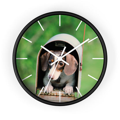 Dog in Post Box different colors Wall Clock