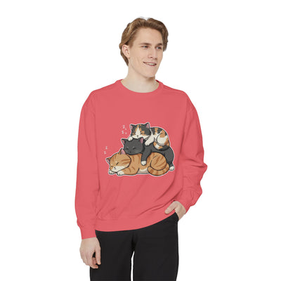 3 Cute Sleeping Cats style 7 Cozy Graphic Unisex Crewneck Sweatshirt