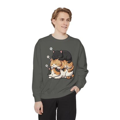 3 Cute Sleeping Cats Cozy Graphic Unisex Crewneck Sweatshirt style 8