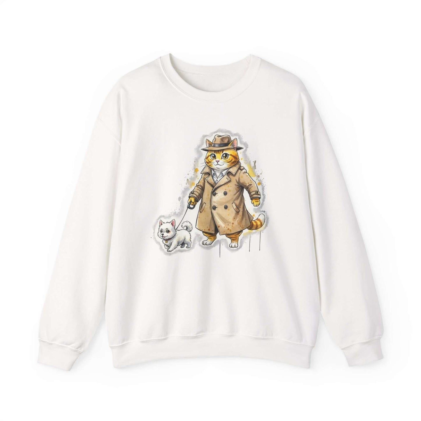 Watercolor Cat & Dog painting Unisex Crewneck Sweatshirt style 1