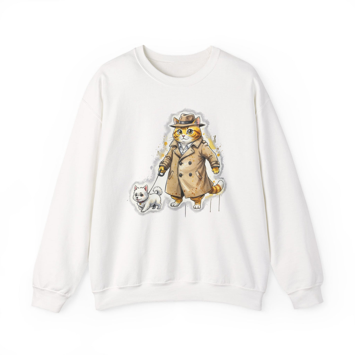 Watercolor painting style 10 Men & Women Cute Cat Pile Crewneck Sweatshirt