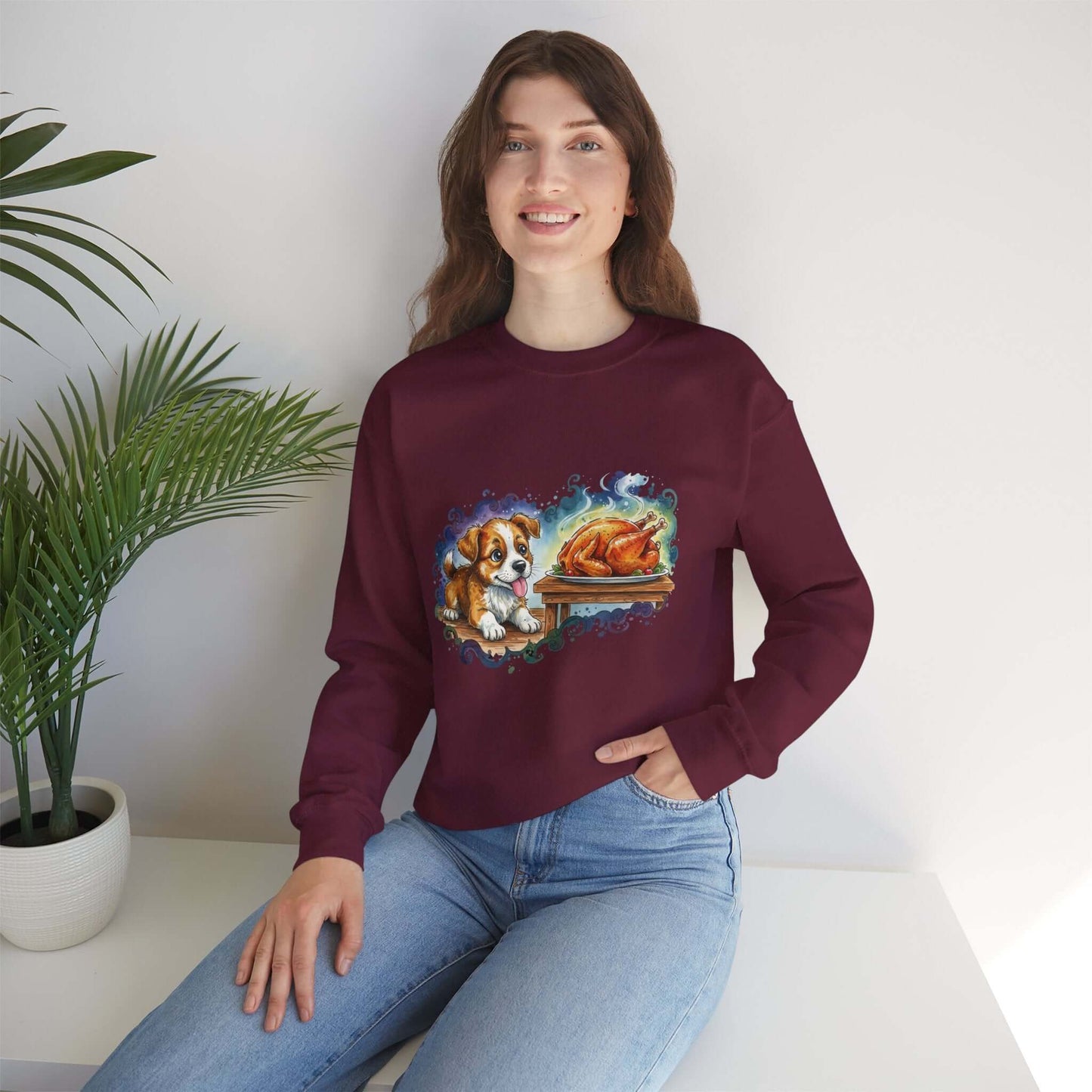 Watercolor Dog painting Unisex Crewneck Sweatshirt style 3