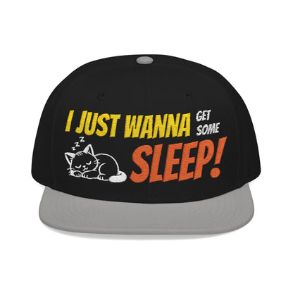 I just wanna get some sleep Embroidered Cute Cat Snapback Hat