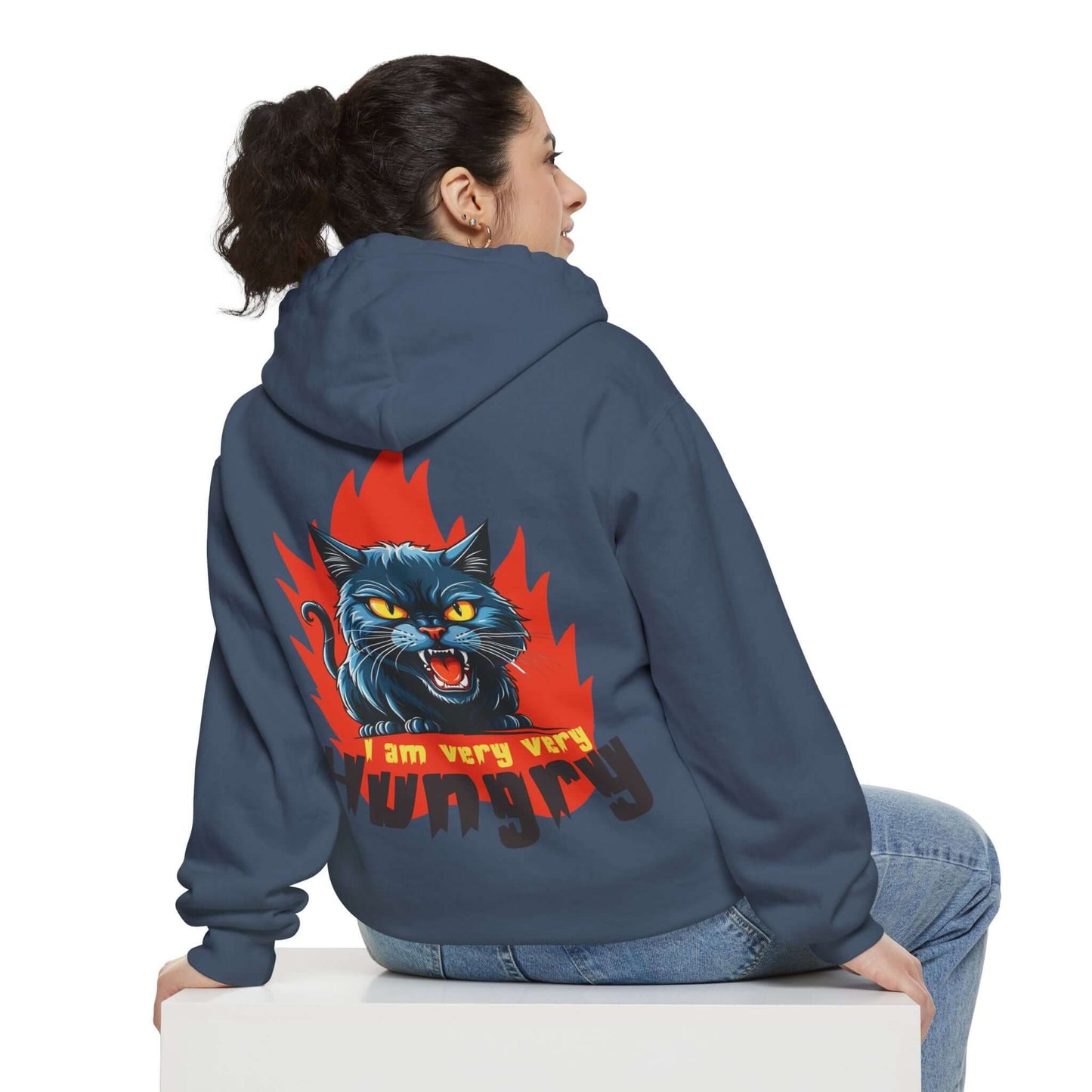 I am very very Hungry - Cartoon Cat Unisex Pullover Hoodie