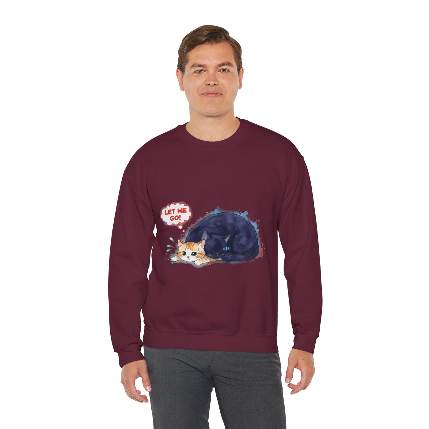 Watercolor painting style 1 Men & Women Cute Cat Pile Crewneck Sweatshirt
