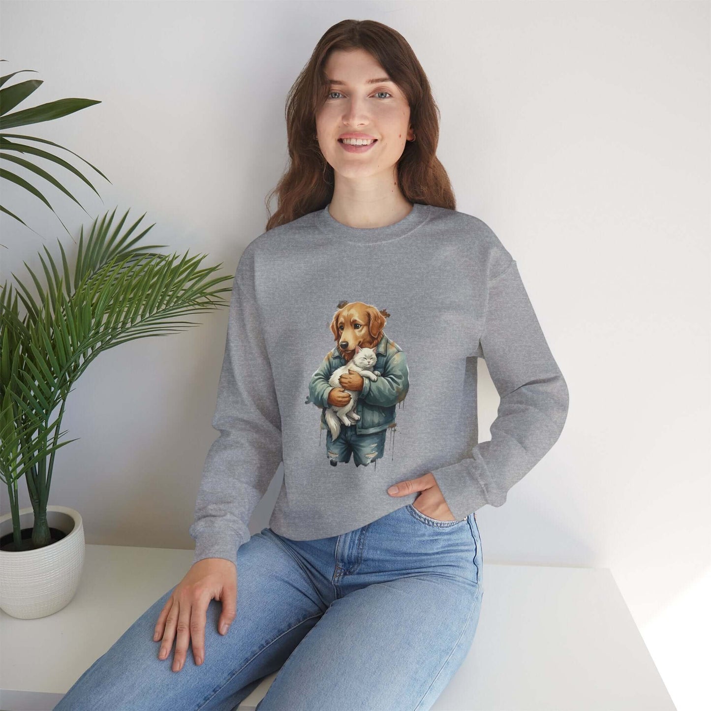 Watercolor Dog painting Unisex Crewneck Sweatshirt style 6