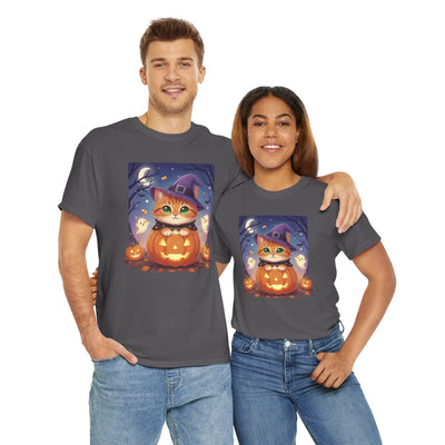 Halloween cute kitten anime style 2 Unisex Tee - Cute Cat T-Shirt for Pet Lovers, Cat Owners, Sports Enthusiasts, Gifts for Animal Lovers, Casual Everyday Wear
