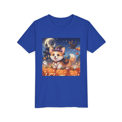 Halloween cute puppy anime style 4 Youth Tee, Short Sleeve T-Shirt, Kids Halloween Apparel, Cute Dog Tee, Fall Outfit for Children