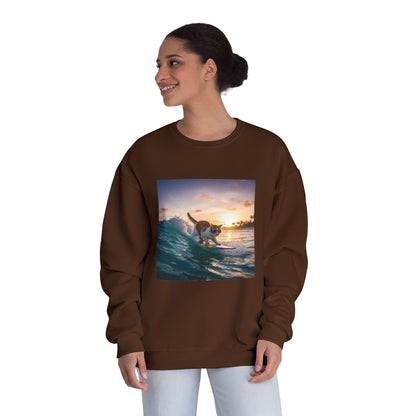 Surfing Cat Unisex NuBlend Crewneck Sweatshirt style 2