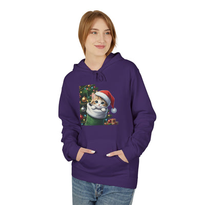 Adorable kitten hiding in Christmas stocking style 2 Cozy Graphic Unisex Midweight Softstyle Fleece Hoodie