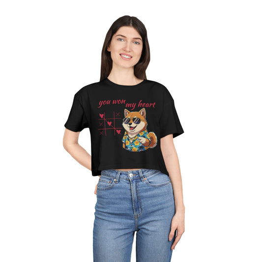 You Won My Heart - Funny Dog Graphic Women Crop T-Shirt