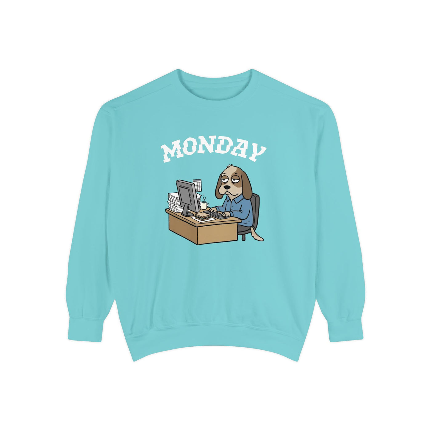 Monday Face Dog Stares Blankly Unisex Crewneck Sweatshirt style 4