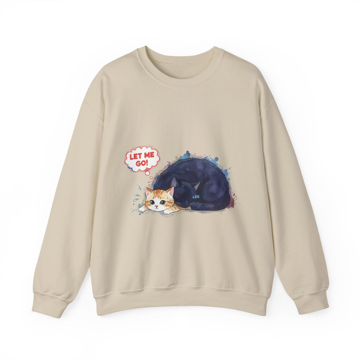 Watercolor painting style 1 Men & Women Cute Cat Pile Crewneck Sweatshirt