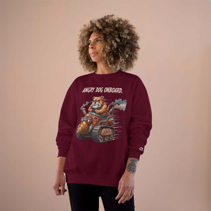 Angry Dog Onboard Graphic Champion Crewneck Sweatshirt style 2