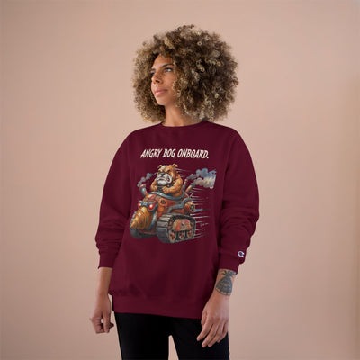 Angry Dog Onboard Graphic style 2 Champion Crewneck Sweatshirt for Gamers & Sci‑Fi Fans