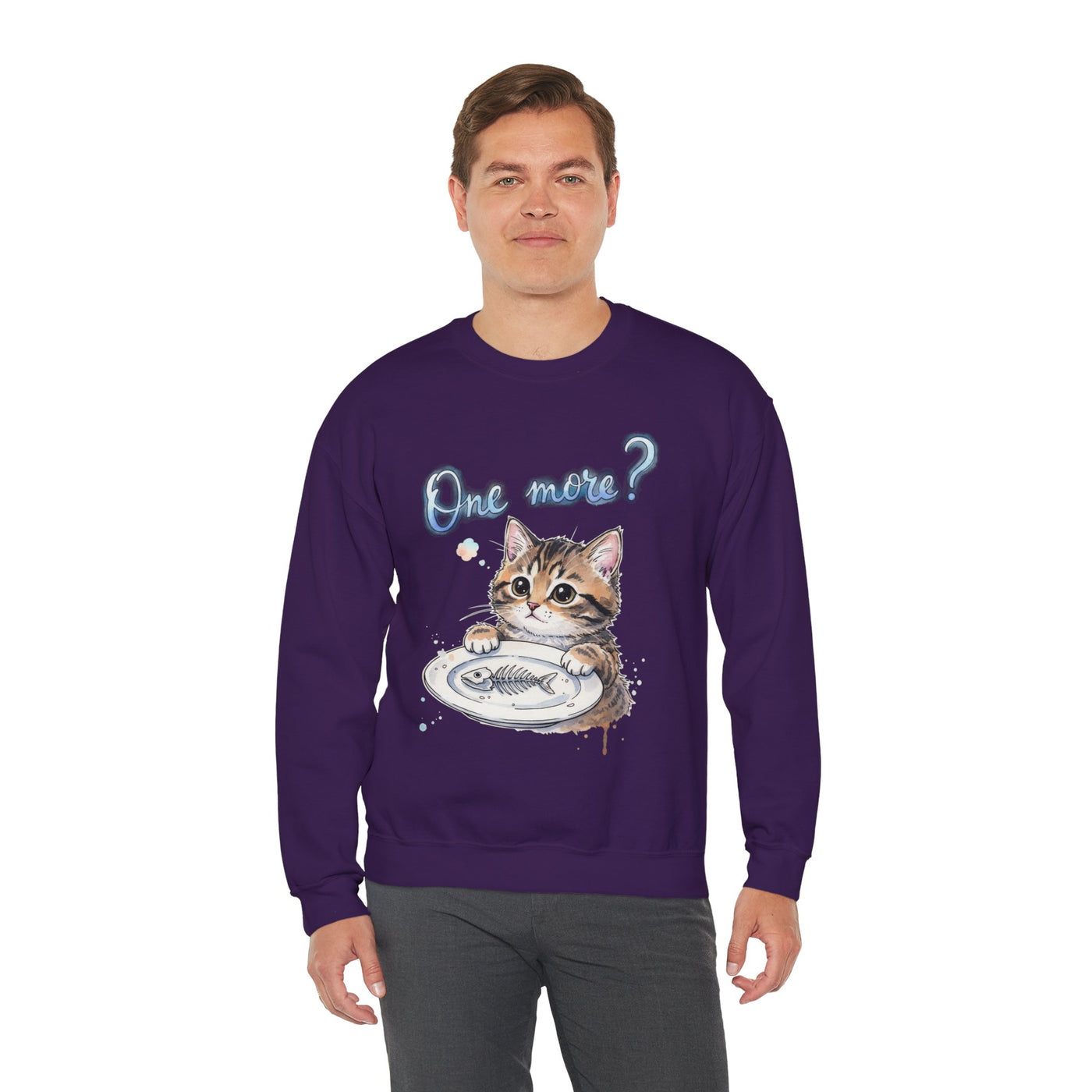 Watercolor painting style 3 Men & Women Cute Cat Pile Crewneck Sweatshirt