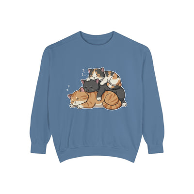 3 Cute Sleeping Cats style 7 Cozy Graphic Unisex Crewneck Sweatshirt